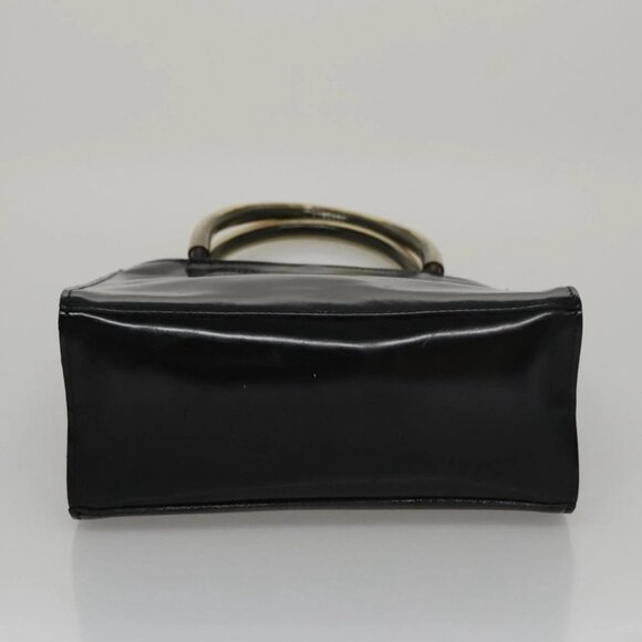 Salvatore Ferragamo Hand Bag Enamel Black Auth 107226 - Picture 7 of 16